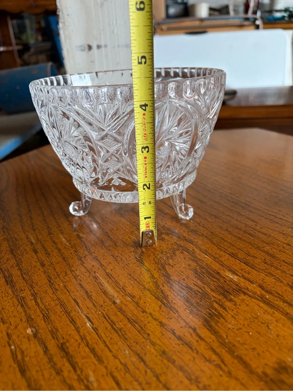 Clear Pressed Glass Footed Bowl - Crystal-Patterned Home Accent